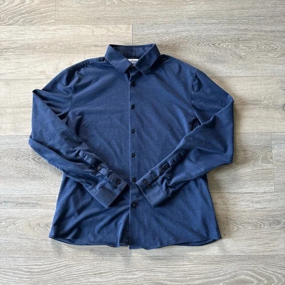 Calvin Klein | Shirts | Calvin Klein Navy Long Sleeve Buttonup Shirt Sz L  Mens Extra Slim Fit Stretch | Poshmark